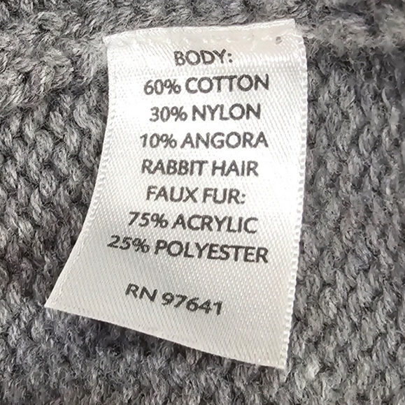 J JILL gray cotton blend  Sweater Vest with Faux Fur Collar - Picture 9 of 9